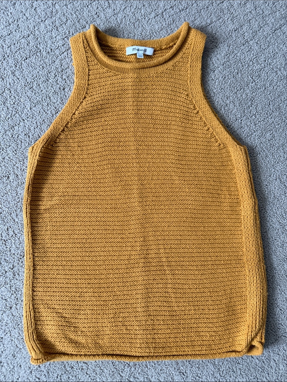 Madewell Ribbed Sleeveless Knit Tank in Mustard Gold